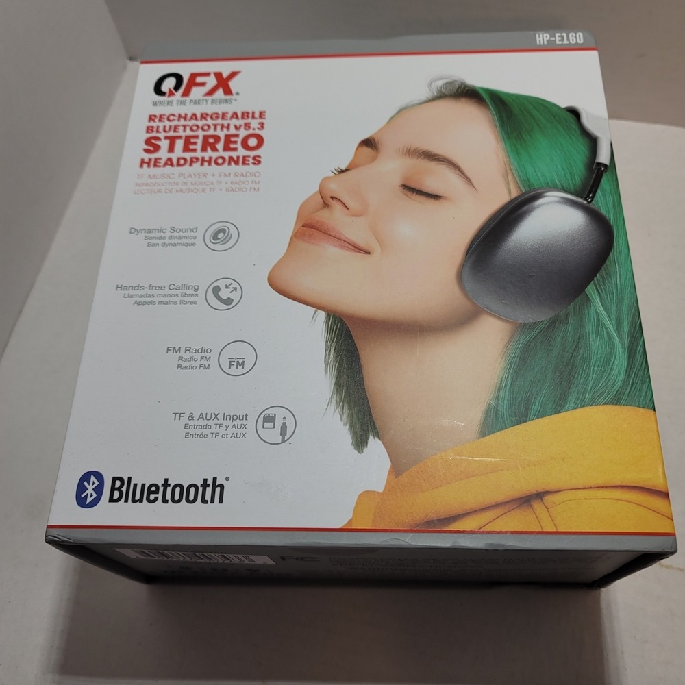 QFX HP-E160 rechargeable Bluetooth v5.3 stereo headphone NIB